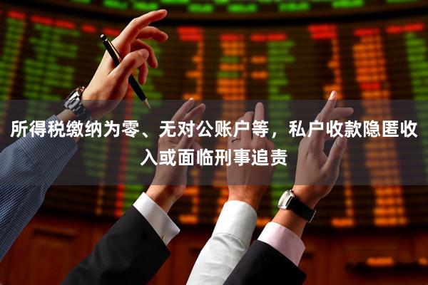 所得税缴纳为零、无对公账户等，私户收款隐匿收入或面临刑事追责